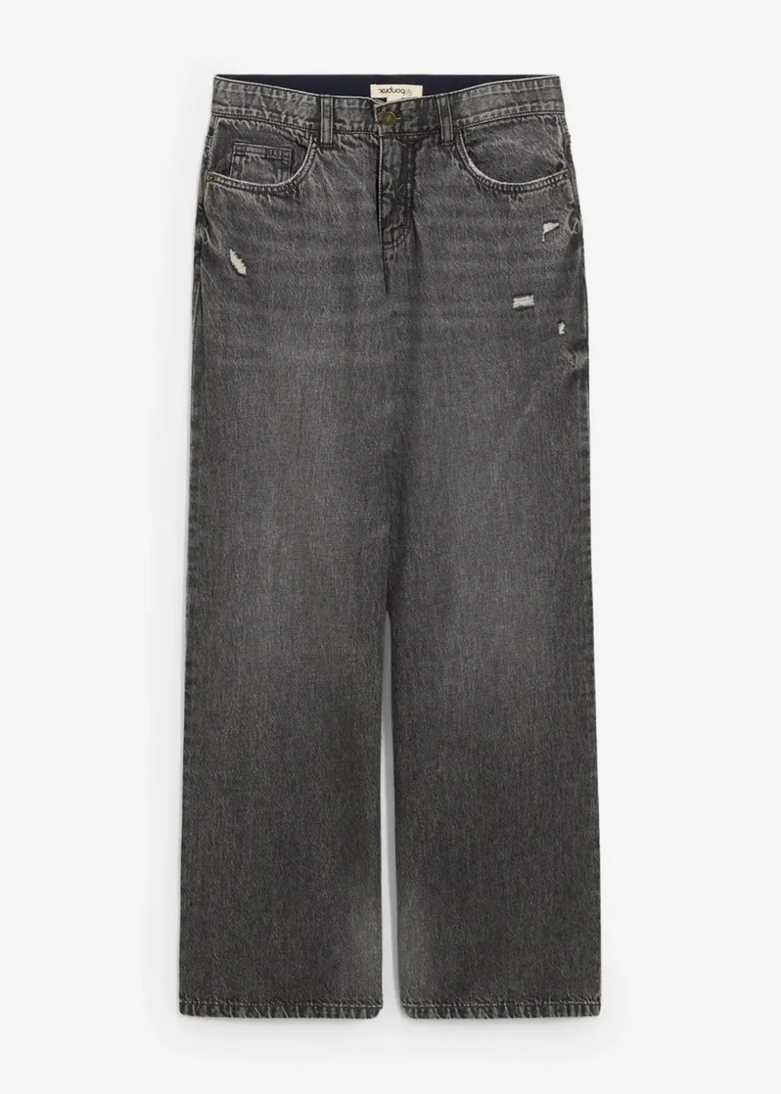 Wide-Leg-Jeans Mid Waist, Low Stretch