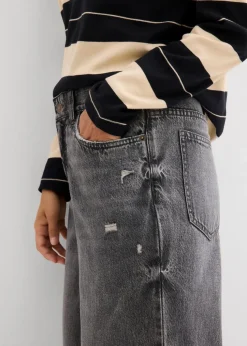 Wide-Leg-Jeans Mid Waist, Low Stretch