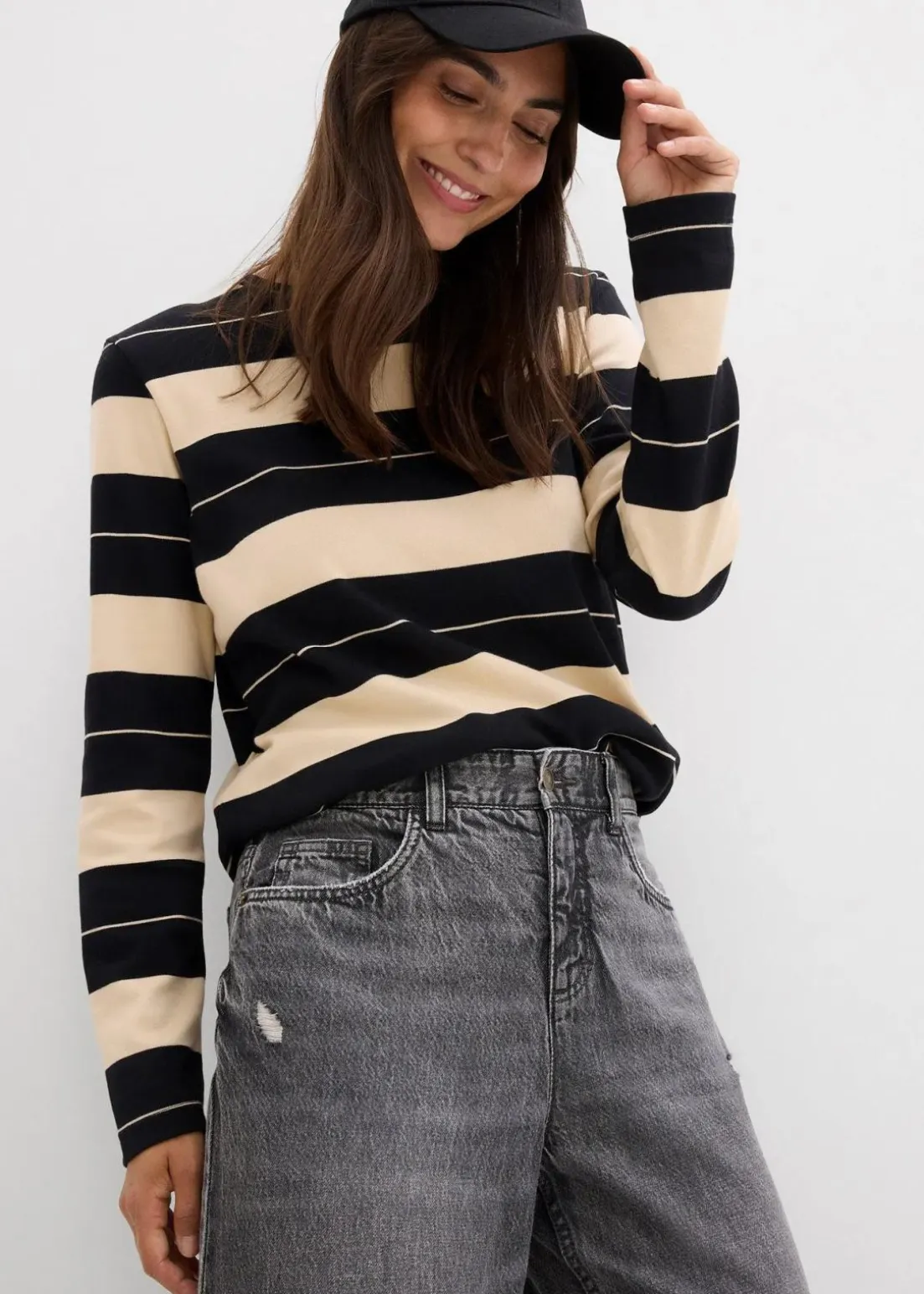 Wide-Leg-Jeans Mid Waist, Low Stretch