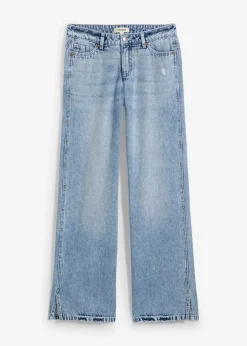 Wide-Leg-Jeans Mid Waist, Low Stretch