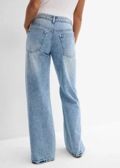 Wide-Leg-Jeans Mid Waist, Low Stretch