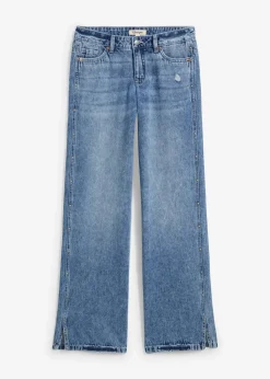 Wide-Leg-Jeans Mid Waist, Low Stretch