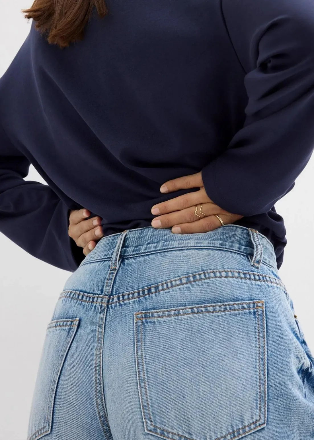 Wide-Leg-Jeans Mid Waist, Low Stretch