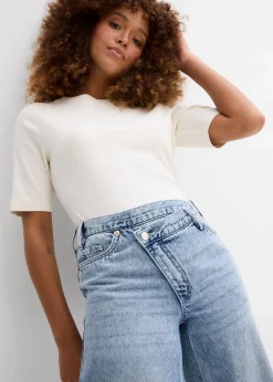 Wide-Leg-Jeans Mid Waist, Low Stretch