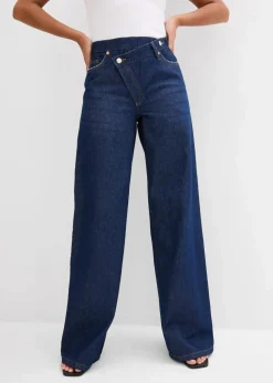Wide-Leg-Jeans Mid Waist, Low Stretch