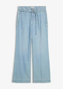 Wide-Leg-Jeans Mid Waist mit Gürtel