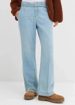 Wide-Leg-Jeans Mid Waist mit Gürtel