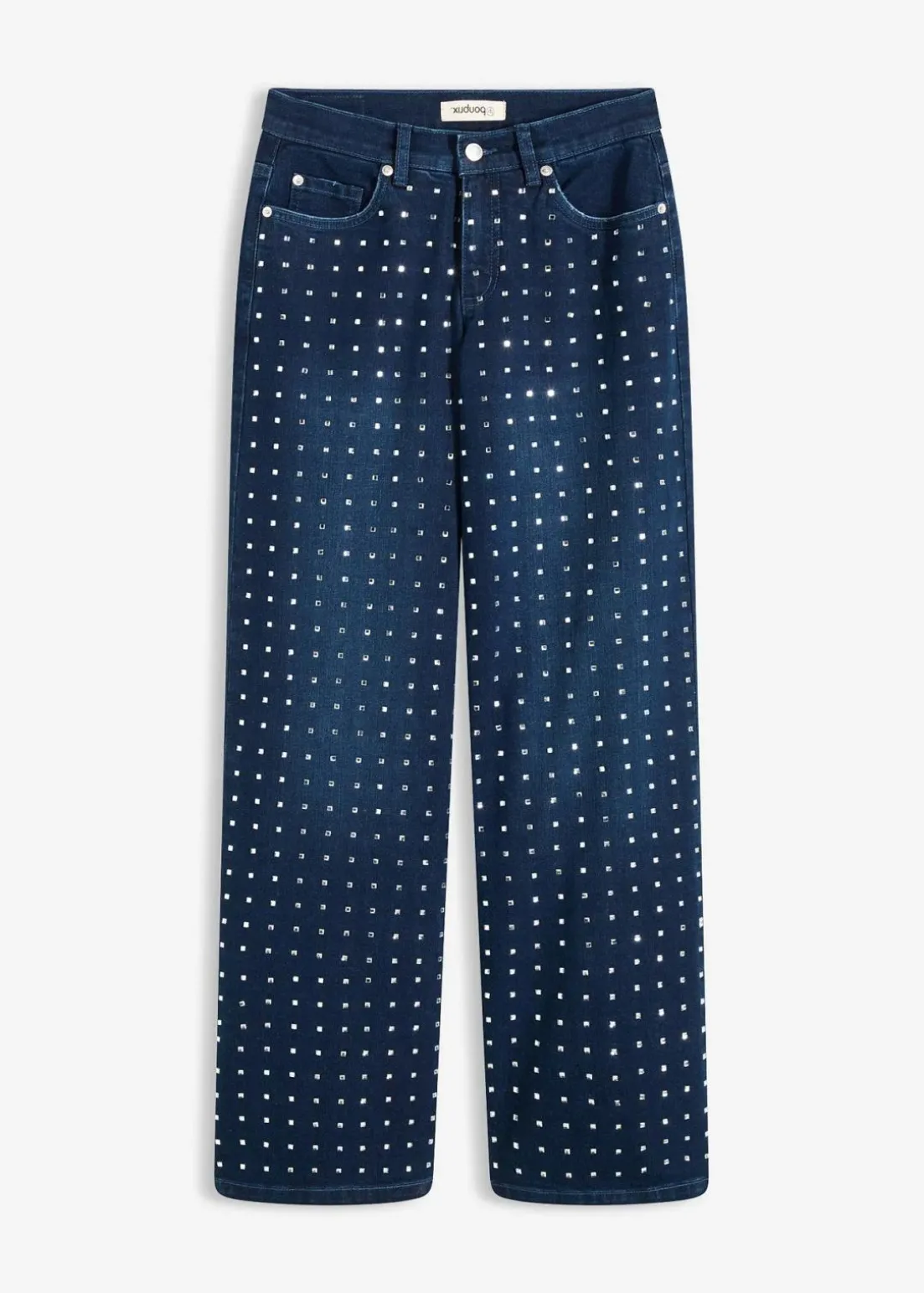 Wide-Leg-Jeans Mid Waist mit Strassapplikation