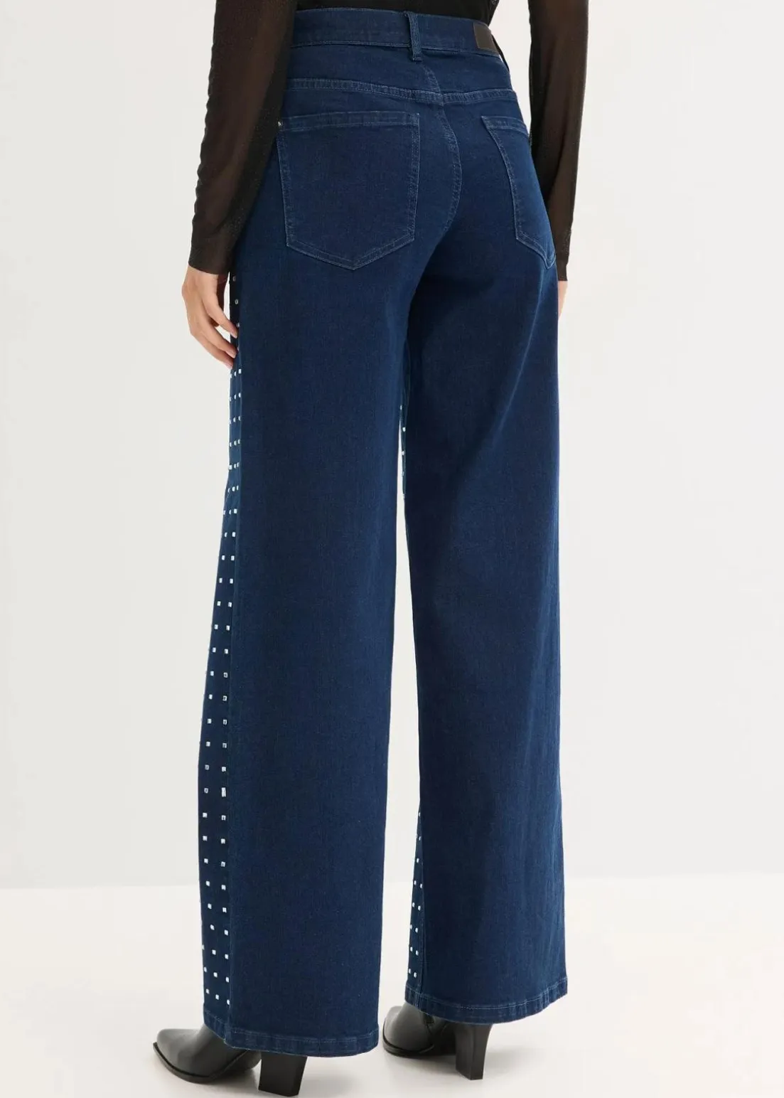 Wide-Leg-Jeans Mid Waist mit Strassapplikation