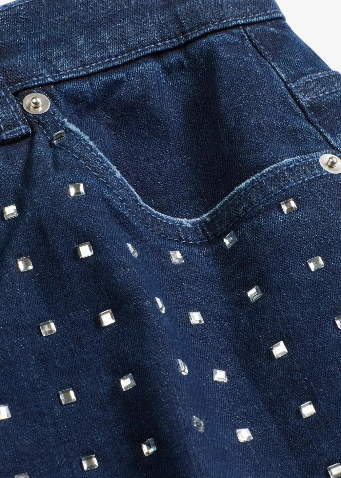 Wide-Leg-Jeans Mid Waist mit Strassapplikation