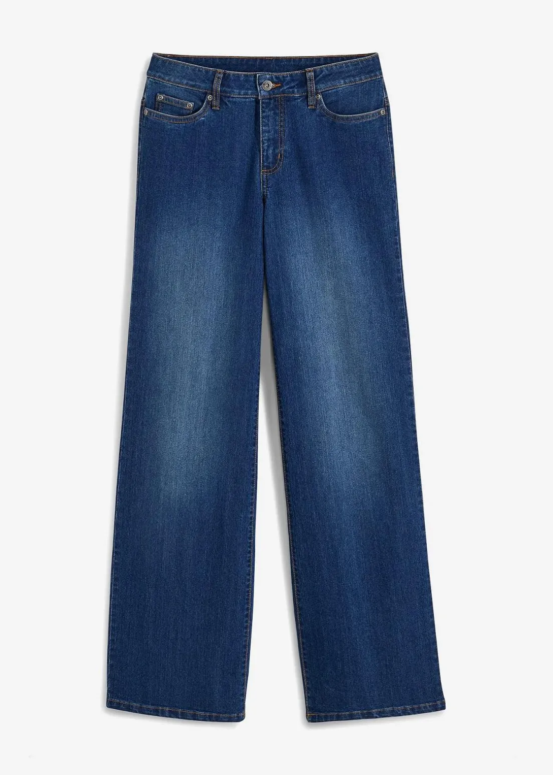Wide-Leg-Jeans, Mid Waist, Stretch
