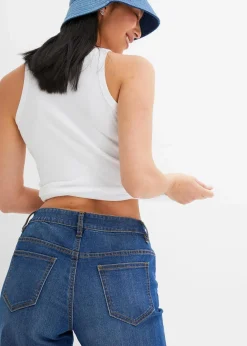 Wide-Leg-Jeans, Mid Waist, Stretch