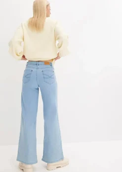 Wide-Leg-Jeans, Mid Waist, Stretch
