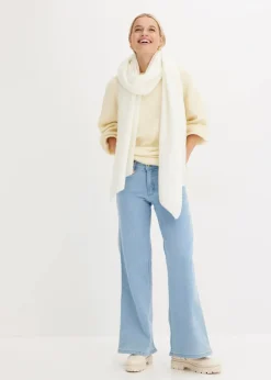 Wide-Leg-Jeans, Mid Waist, Stretch