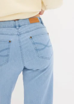 Wide-Leg-Jeans, Mid Waist, Stretch