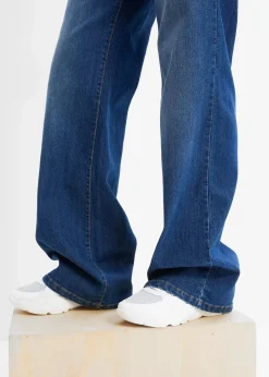 Wide-Leg-Jeans, Mid Waist, Stretch