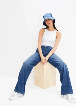 Wide-Leg-Jeans, Mid Waist, Stretch