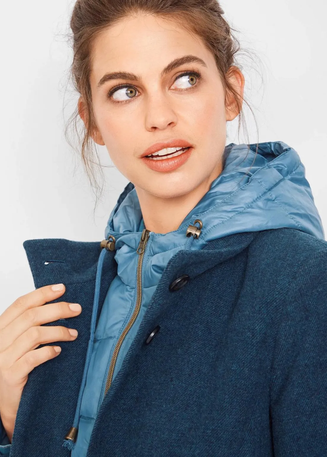 Winter-Kurzmantel in Wolloptik, 2in1 Optik