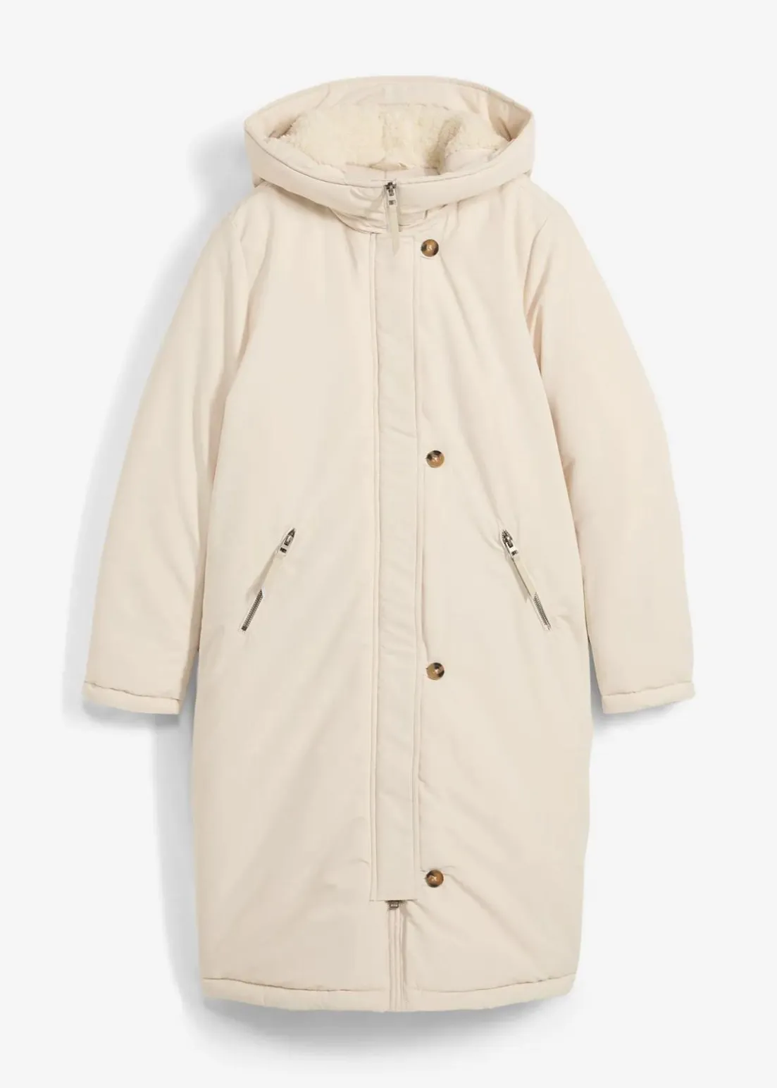 Wintermantel mit Teddyfell in der Kapuze