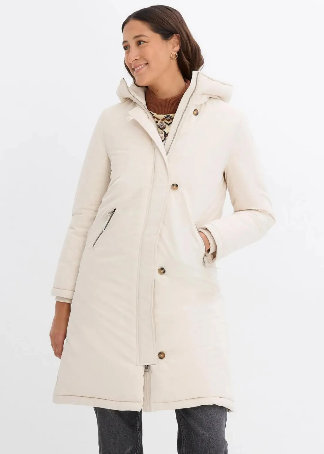 Wintermantel mit Teddyfell in der Kapuze