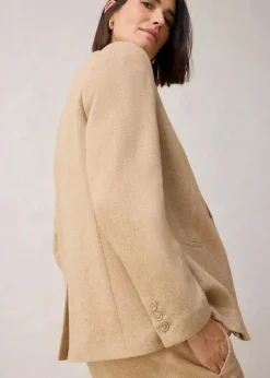 Wollblazer mit Fischgratmuster