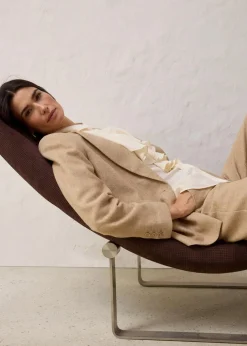 Wollblazer mit Fischgratmuster