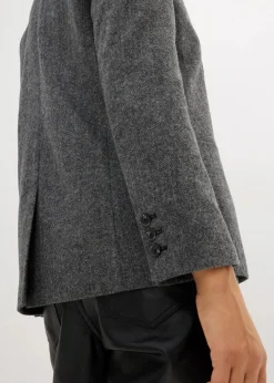 Wollblazer mit Fischgratmuster