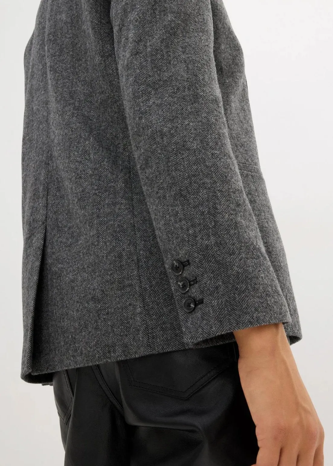 Wollblazer mit Fischgratmuster
