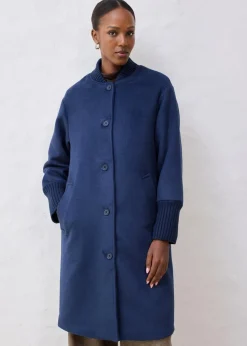 Wollmantel mit Strickbesatz