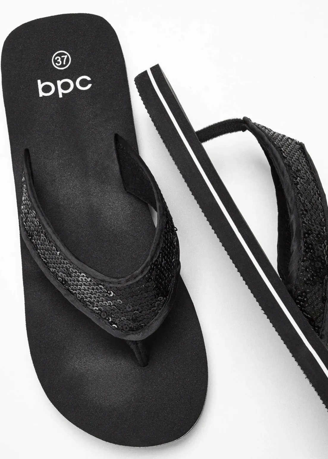 Zehenstegpantoletten mit Pailletten