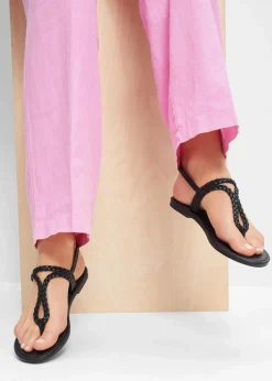 Zehenstegsandalen in Flecht-Optik