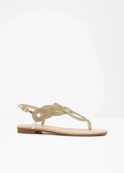 Zehenstegsandalen in Metallic-Optik